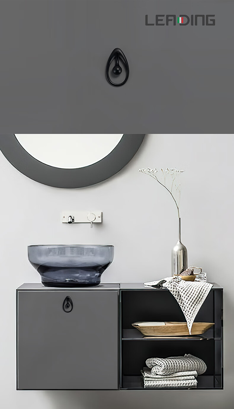 莱迪衣柜门现代简约拉手橱柜明装家具五金把手黑铜色全屋定制五金8200