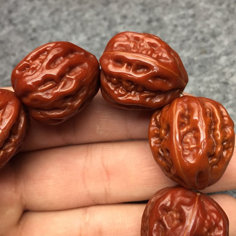机刷包浆玉化文玩核桃手串 野生核桃秋子核桃机刷手串 算盘款