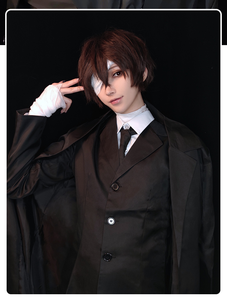 文豪野犬cosplay侦探社黑时代太宰治cos服黑色风衣套装女鞋3540拍下后