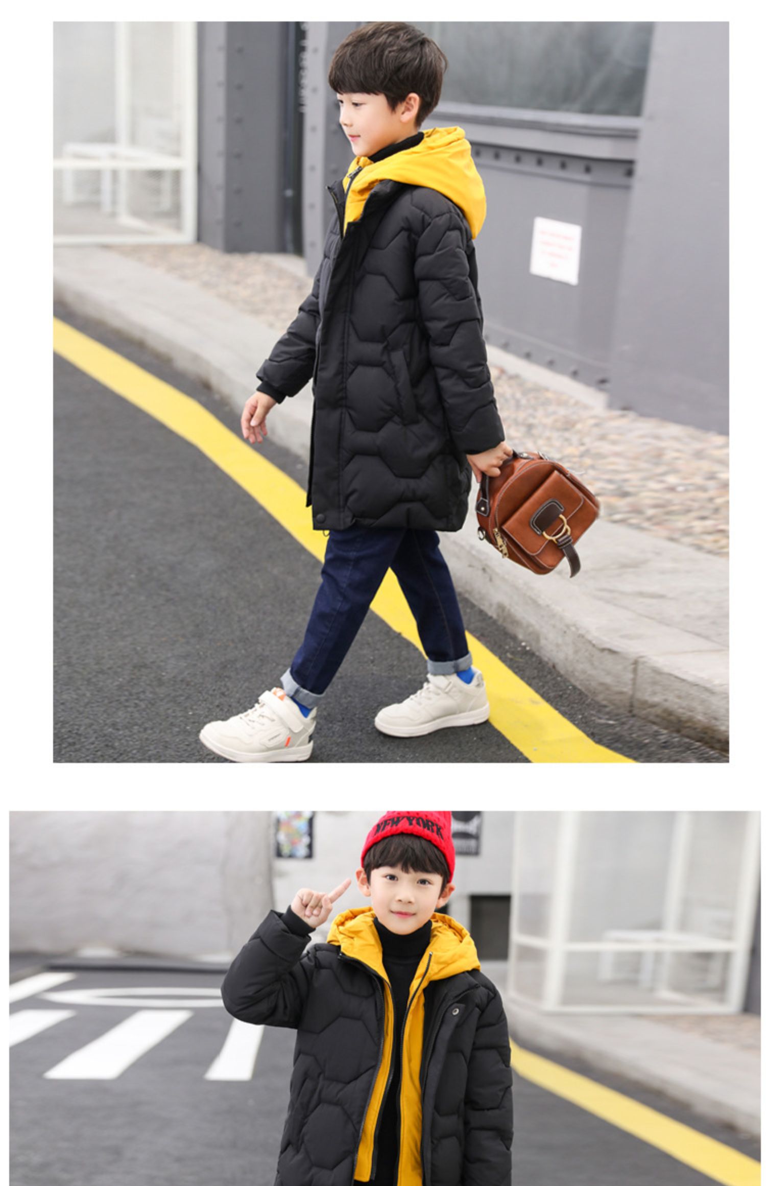 俞兆林童装儿童红色羽绒服男童炸街棉潮洋气棉衣2022加厚外套冬装男孩