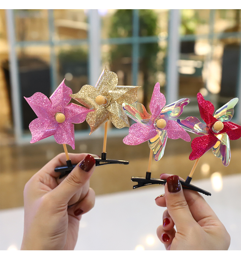 可爱小风车发夹子女童宝宝头饰顶夹发卡小女孩卖萌儿童发饰女公主紫色