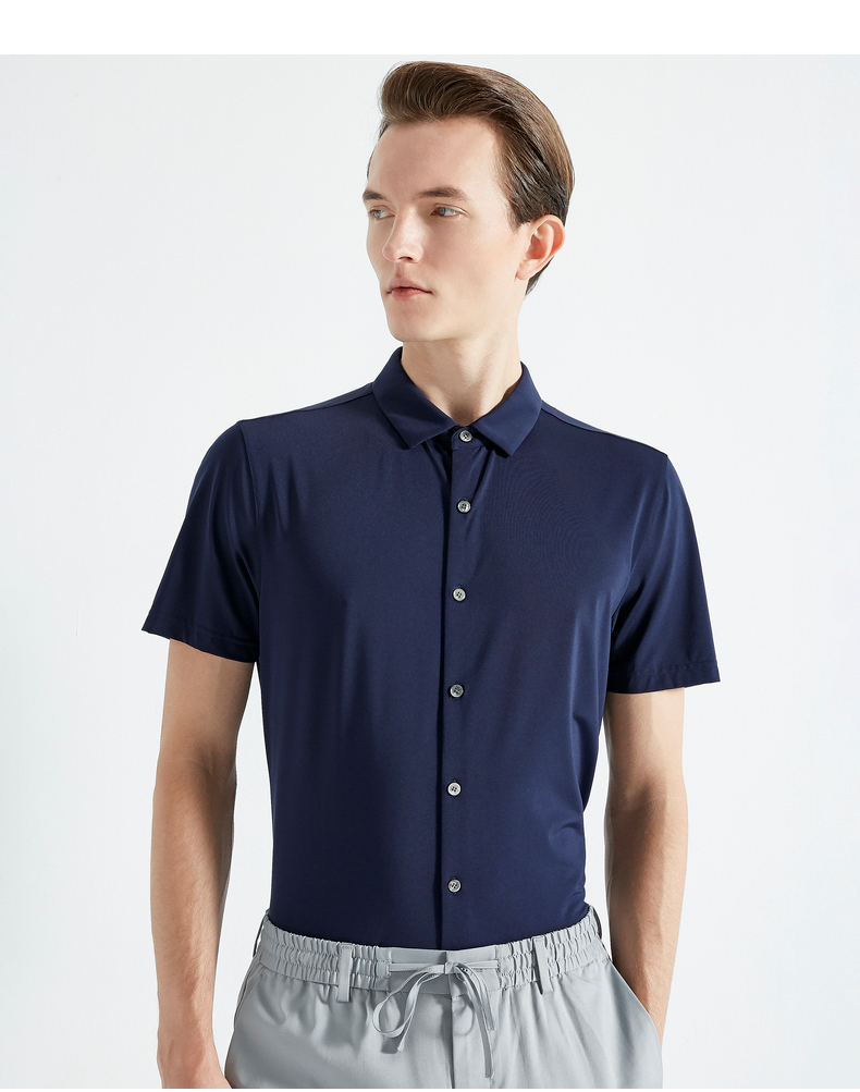 【a】【专柜同款】劲霸男装 短袖丝光棉衬衫2021春夏新品商务休闲衬衣