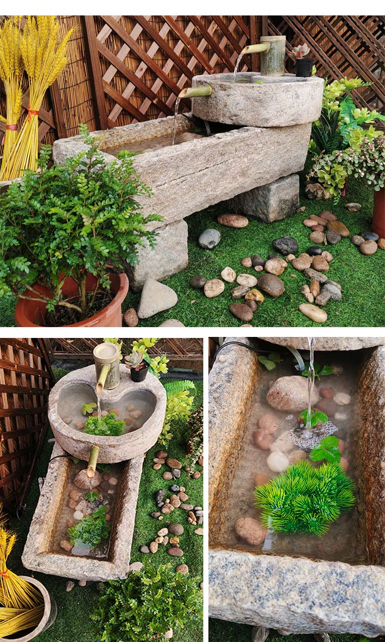 工匠时光老石槽组合流水室内庭院旧水槽小猪槽马槽户外养鱼石鱼缸石盆