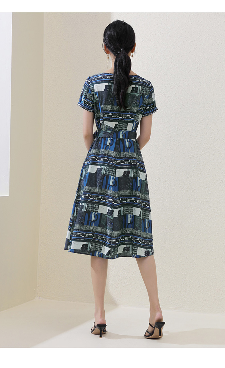 熙然夏季复古收腰感蝴蝶结印花碎花连衣裙女气质裙子红白花s