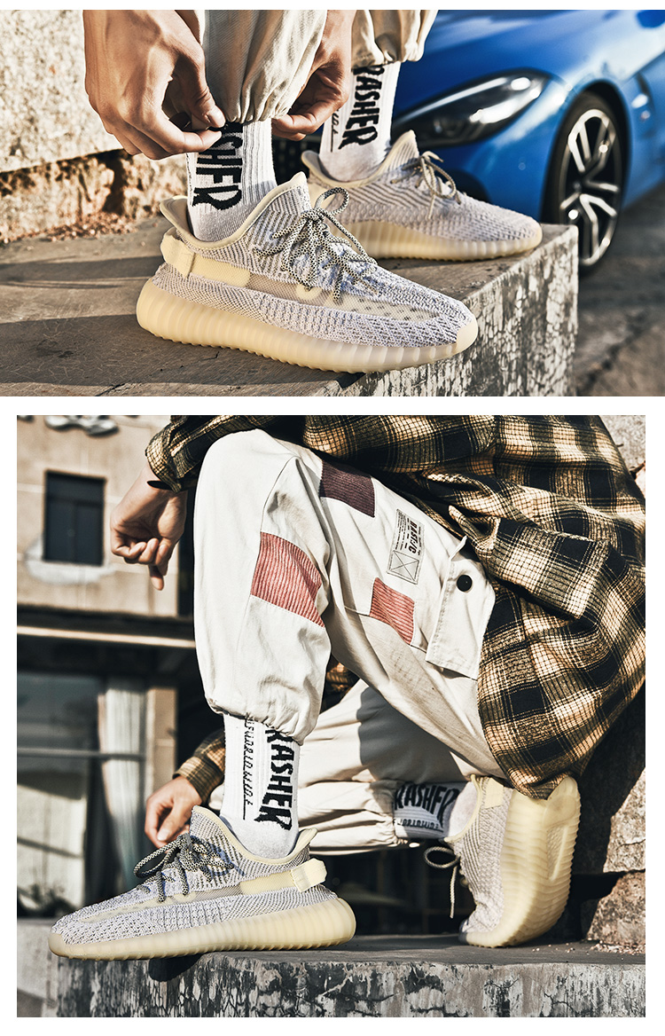 欧文言幸运草椰子椰子鞋男350过毒版冰蓝满天星官网海盐灰蓝潮鞋黑