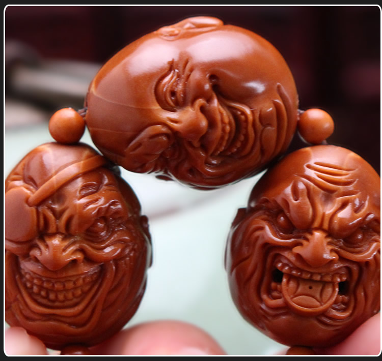 艾美福山鬼恶僧橄榄核手串纯手工雕刻铁核肌肉恶僧佛爷橄榄胡手链男士