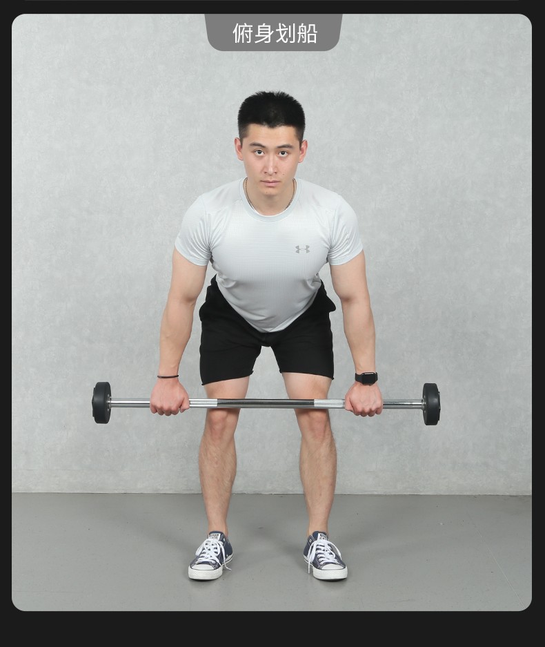 rising锐思健身房商用固定式杠铃pu材质二头肌弯举曲杆杠铃固定式直杆