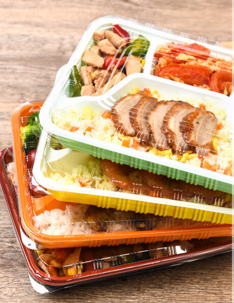 一次性餐盒方形加厚四格打包盒饭盒快餐外卖便当套餐盒餐具黑色四格