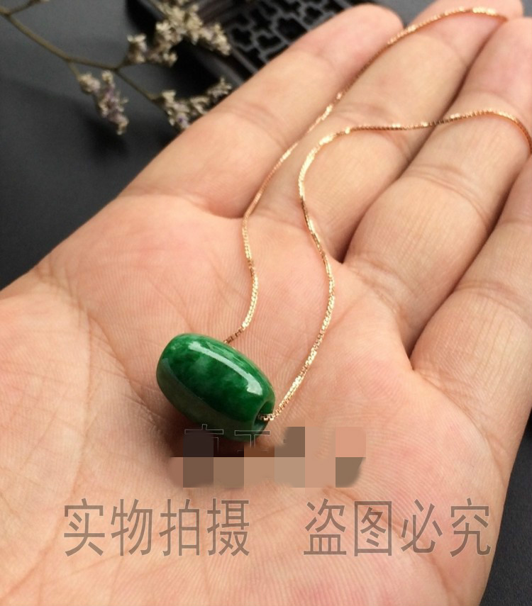 翡翠路路通玉石玉器吊墜緬甸祖母綠花青珠掛件女款sn5728