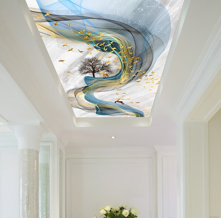轻奢艺术玻璃走廊吊顶造型亚克力透光板过道客厅现代玻璃天花装饰 璃