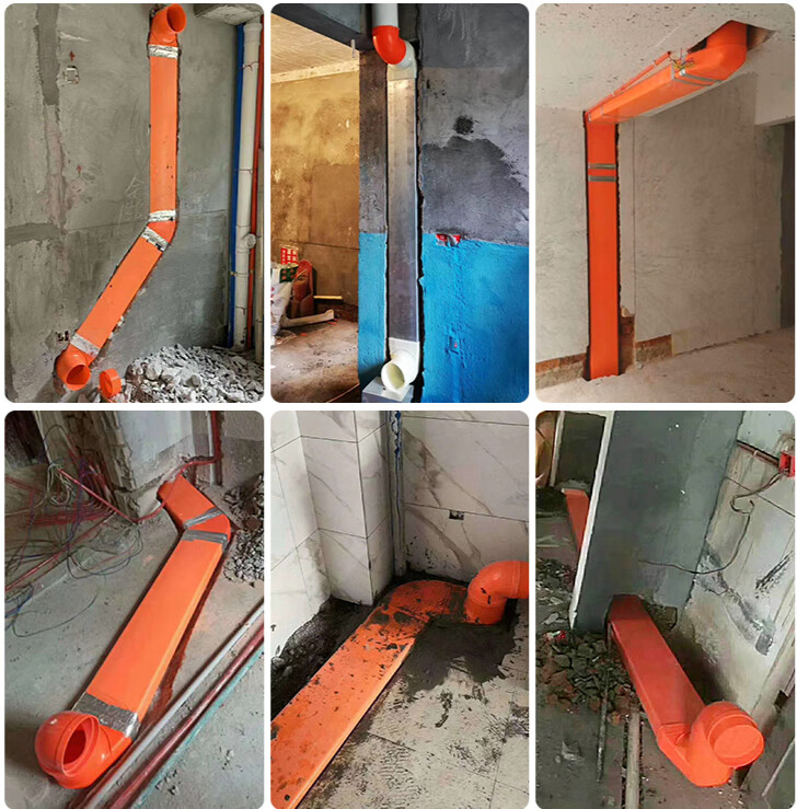 排烟扁管厨房集成灶烟管扁烟管排烟管道排气管可预埋扁管abs通风塑料