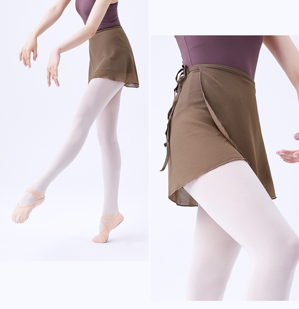 成人女芭蕾舞系带包臀舞蹈雪纺纱裙教师半身裙形体雪纺短裙酒红m均码