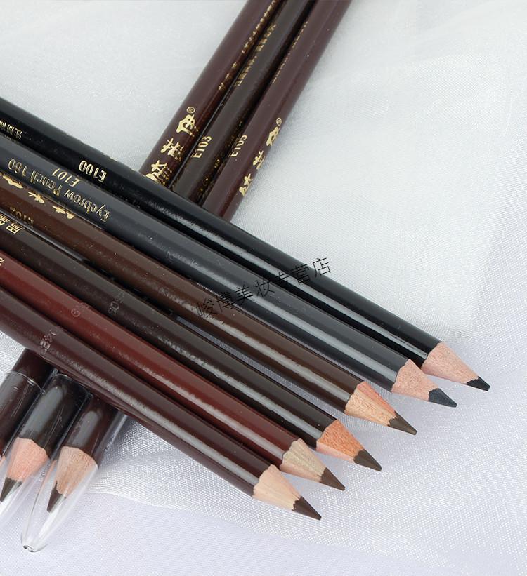 眉笔女初学者防水不易脱色防汗不易晕染硬芯铅笔刀削式老款6支103深咖