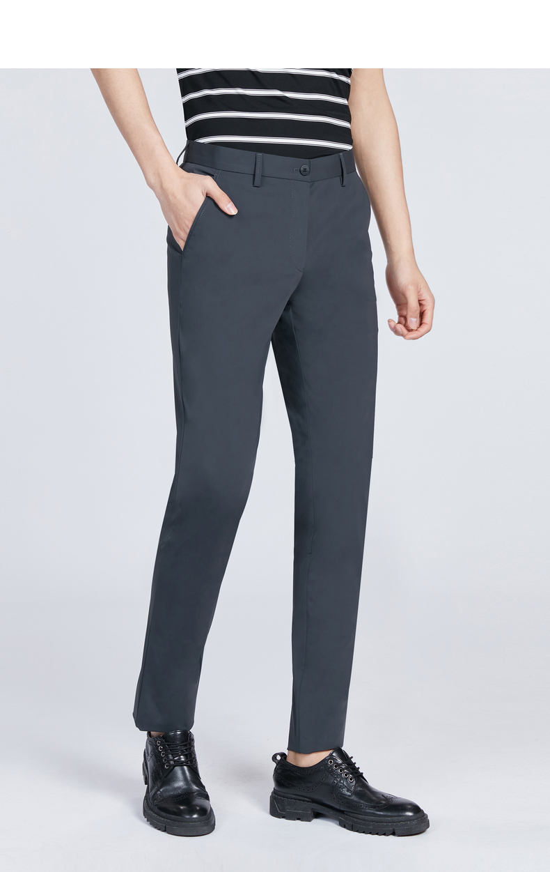 利郎针织休闲裤男中腰窄脚2021夏季新品修身微弹男裤 深灰(20xxk10802