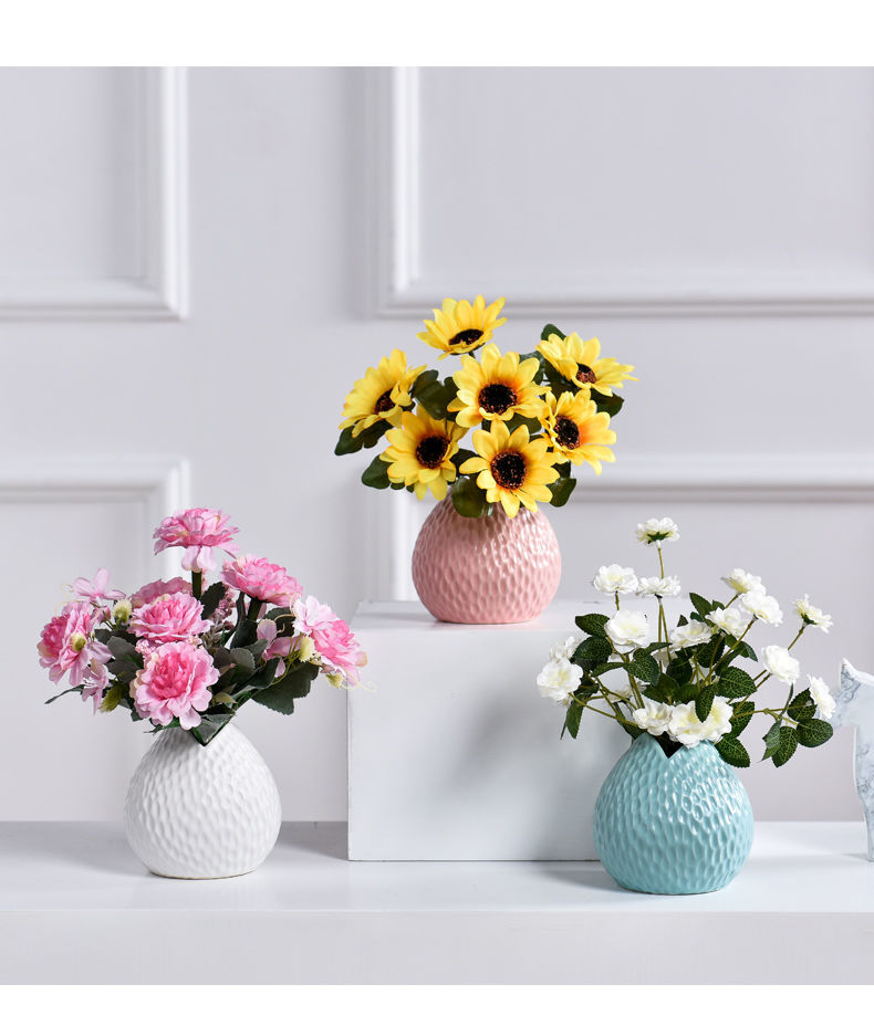 向日葵假花假花仿真花干花摆件现代简约客厅餐桌创意装饰品花瓶绢花