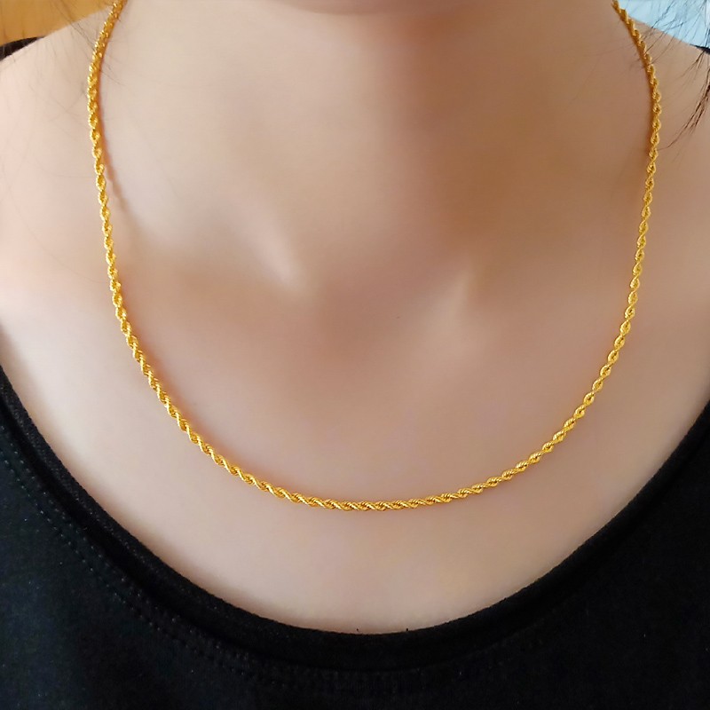 老凤凰同款au750金项链金男士细女款粗龙须链麻绳链金麻花链金女款粗