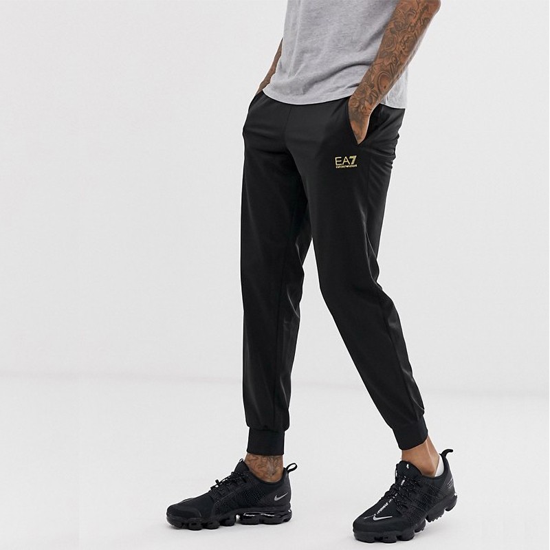 阿玛尼armani男士修身小脚卫裤男装休闲裤长裤运动裤新款黑色金标xxl