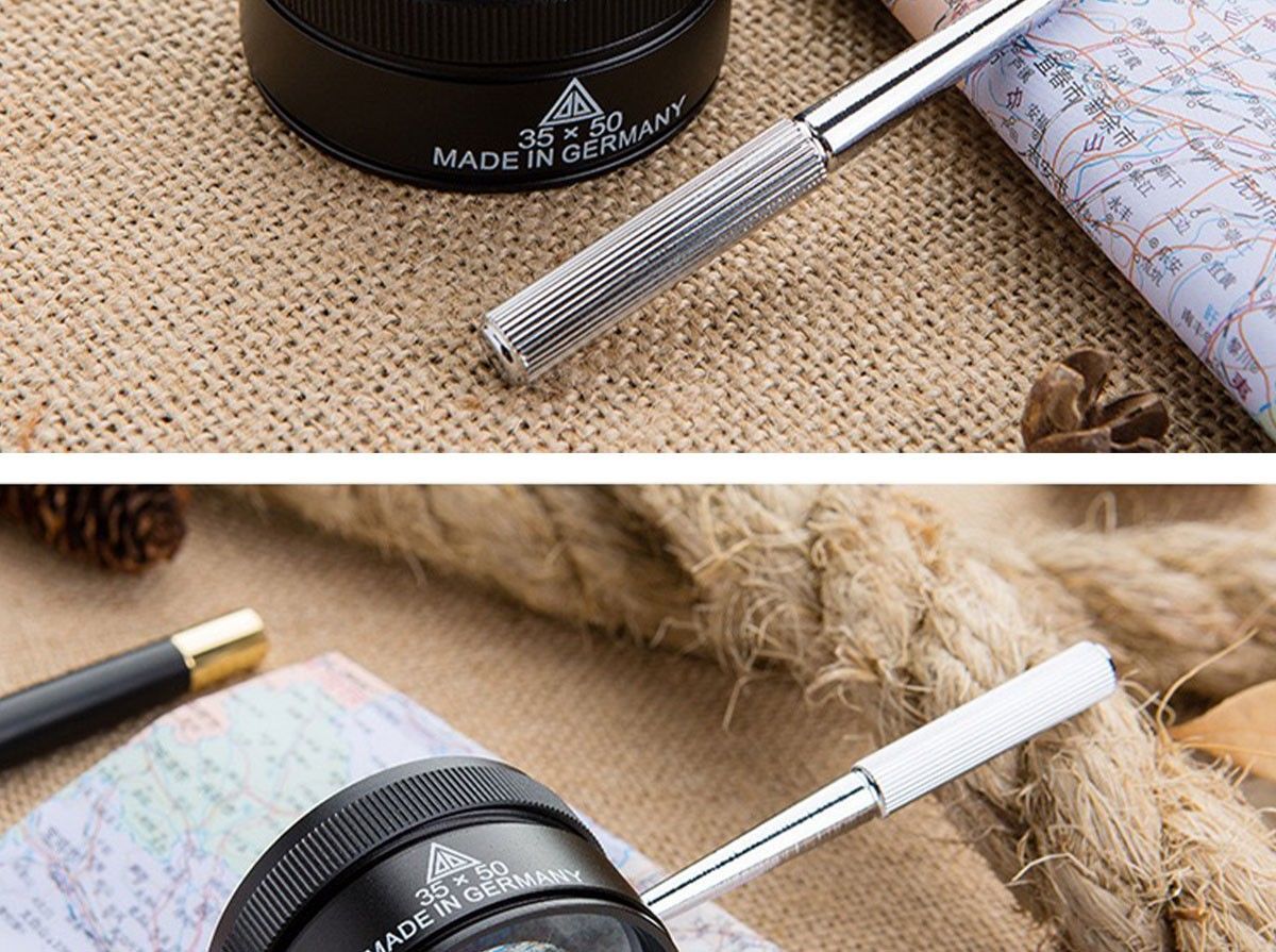 50倍放大镜高清全金属高倍手持双层光学玻璃阅读鉴定扩大镜黑色50倍