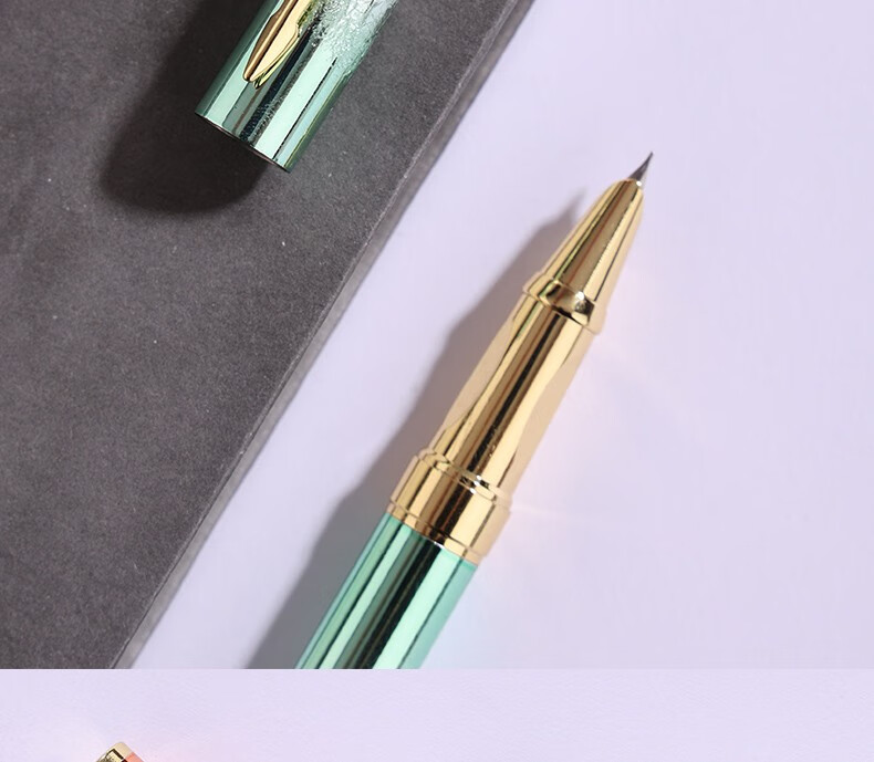 罗氏钢笔学生练字书法成人办公签字金属渐变色男女正姿用钛金笔05mm冰