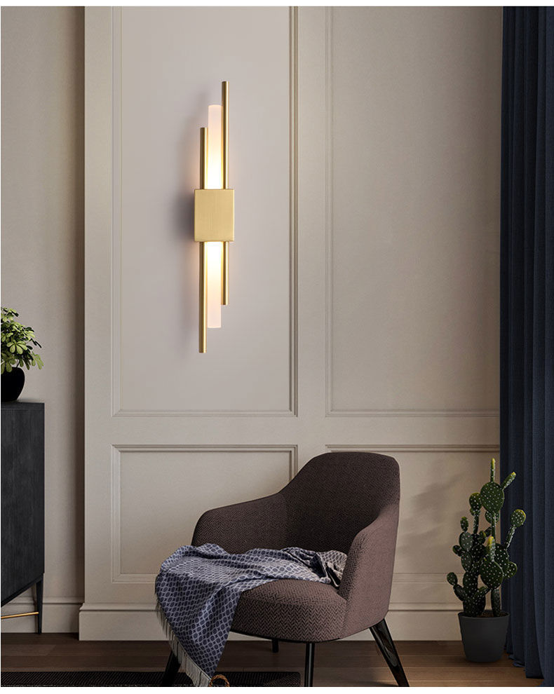 壁灯客厅轻奢全铜后现代简约创意北欧装饰过道卧室床头背景墙壁灯2头