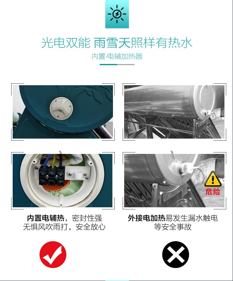 四季沐歌 航 银河 太阳能热水器家用全自动光电双能防冻大水箱热水器