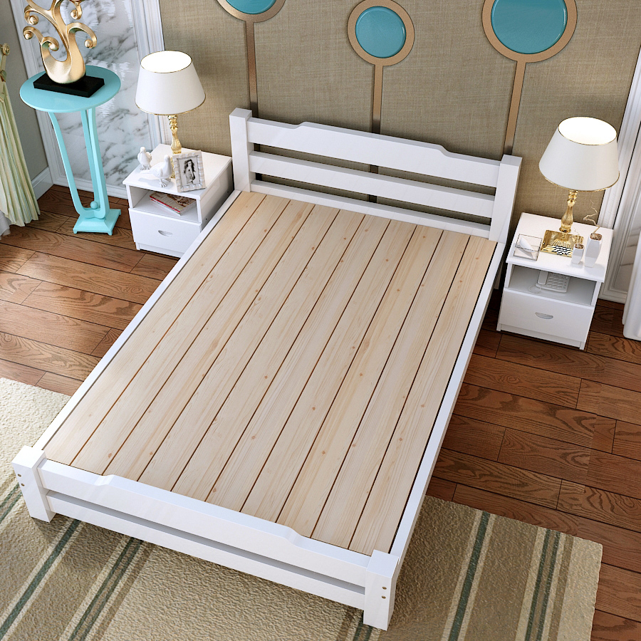 2/1.5/1.8米双人床单人床 原木色 床垫 1350mm*2000mm 框架结构