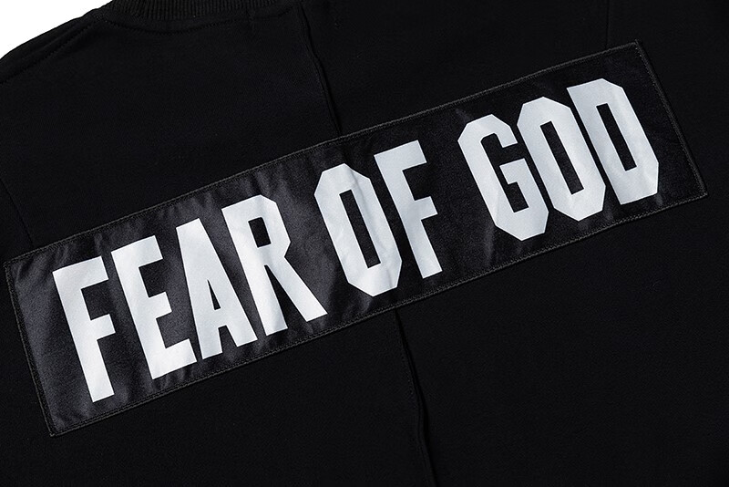 fear of god fog主线刺绣贴布logo比伯同款男女休闲圆领长袖卫衣 黑色