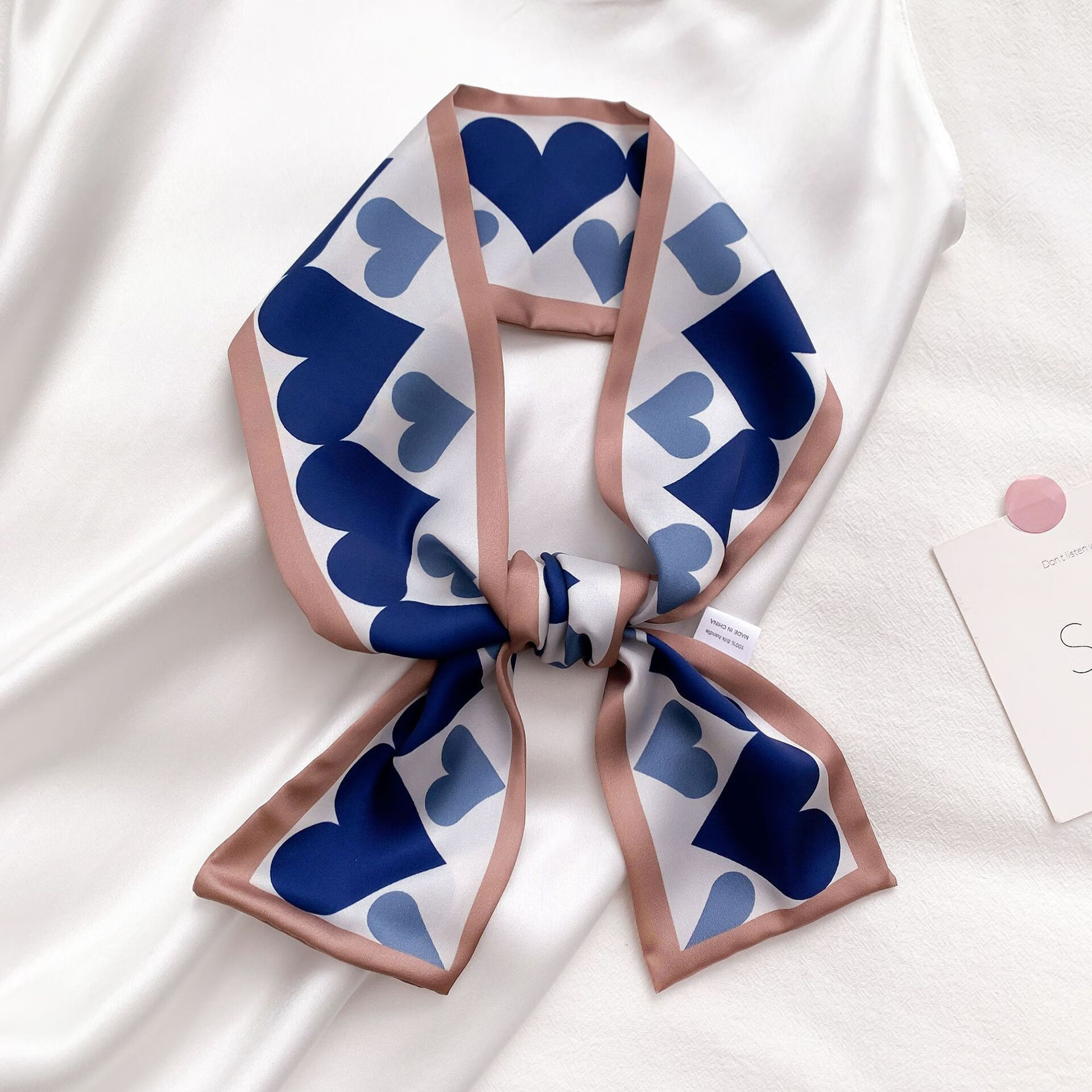 snight韩版春秋新款爱心时尚小围巾女细窄长条小丝巾装饰发带领巾绑