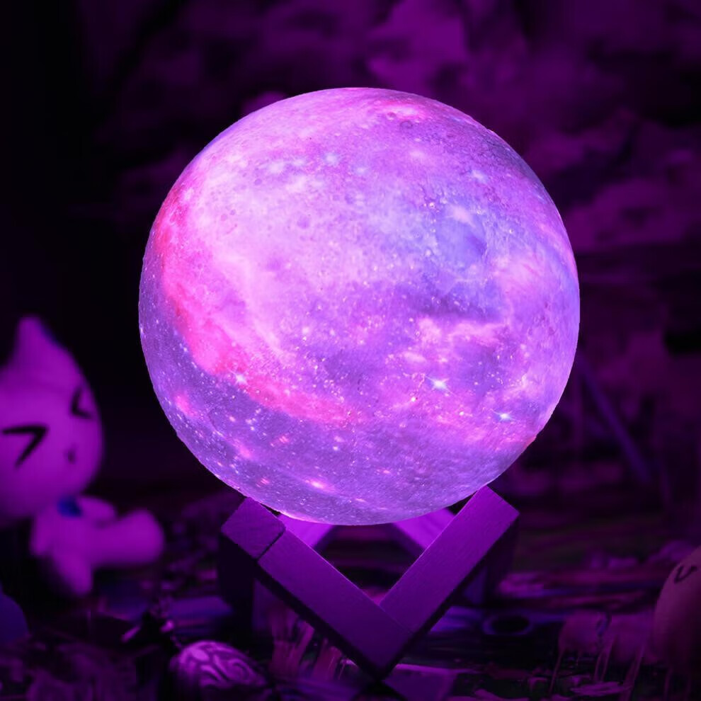 星空灯3d月球灯跨境usb充电星光灯彩绘星球灯遥控小夜灯创意台灯 20cm