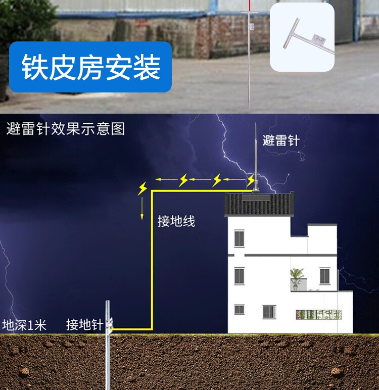 不鏽鋼避雷針屋頂室外整套防雷家用工程戶外樓頂避雷器接地線8米避雷