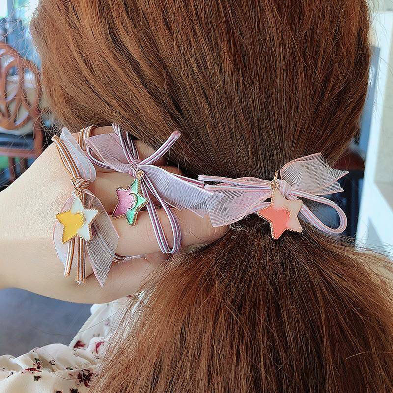 朋趣星空头饰韩国可爱流苏皮筋手链小清新森女系简约少女头饰小皱菊10
