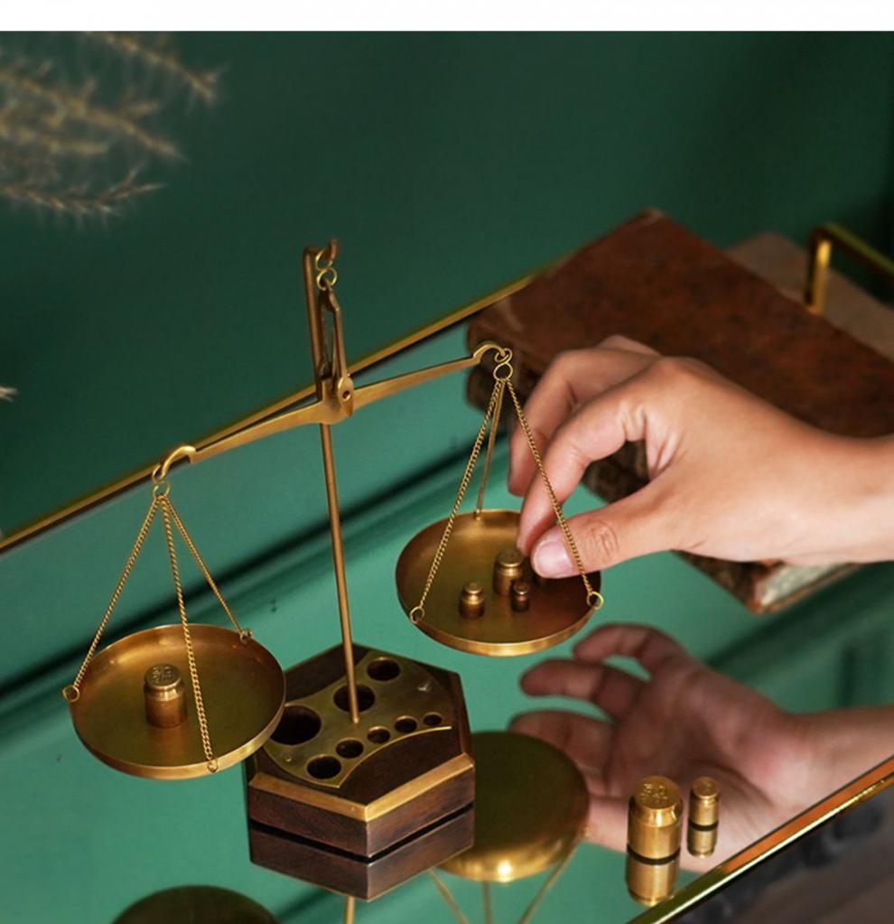 铜制品摆件 费灵家居手工制品 黄铜怀旧复古风格天平秤摆件书房装饰品