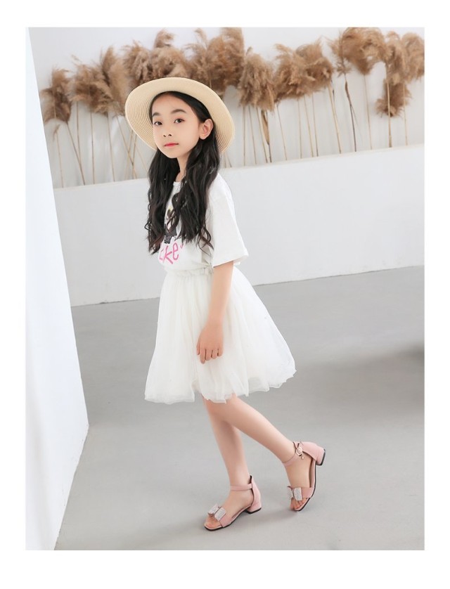 213岁小孩子夏天穿的女童蝴蝶结软底凉鞋2021夏季新款小高跟女孩公主