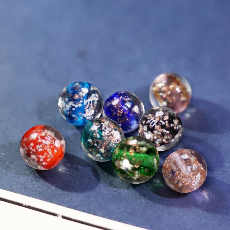 oimg夜光金沙琉璃珠散珠通透水晶圆珠diy手工饰品配件手链玻璃珠串珠