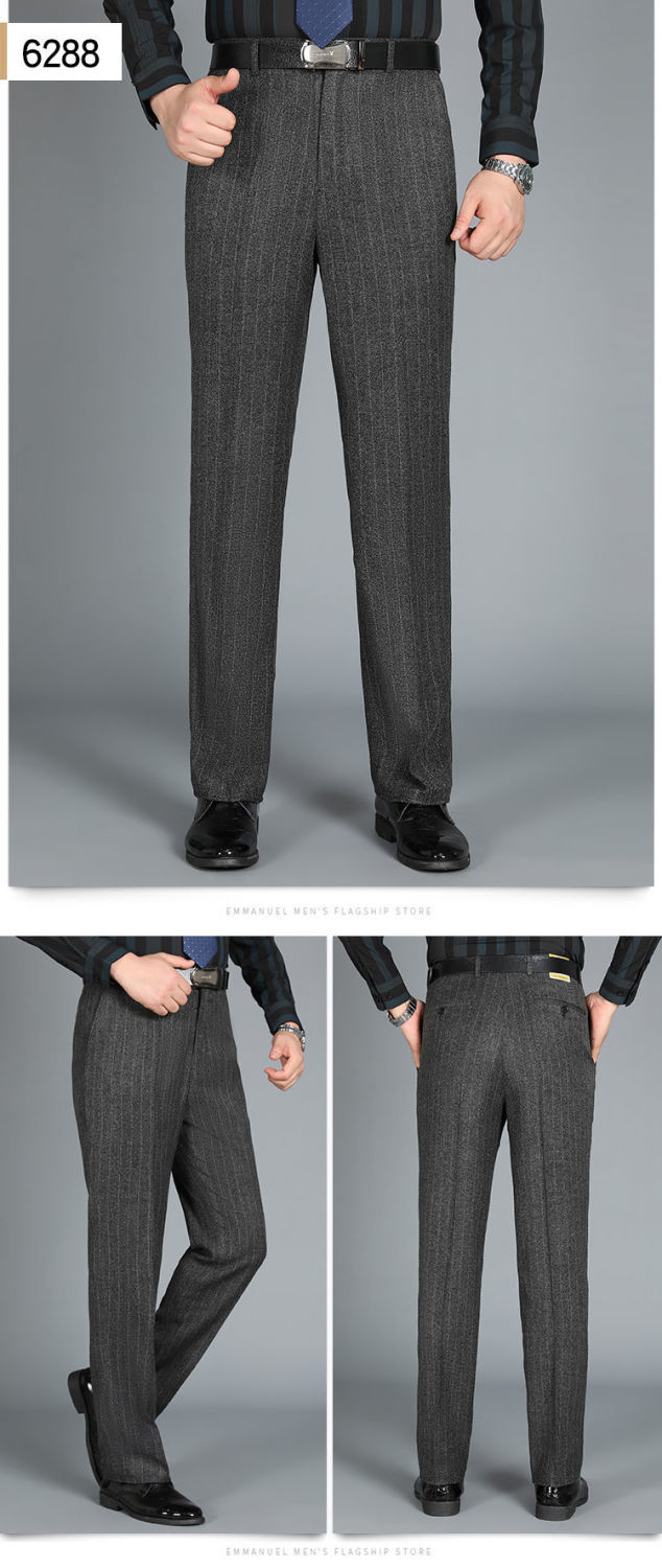 老爷车羊毛绒西裤男秋冬季新款厚款中老年高腰宽松超垂毛呢男长裤