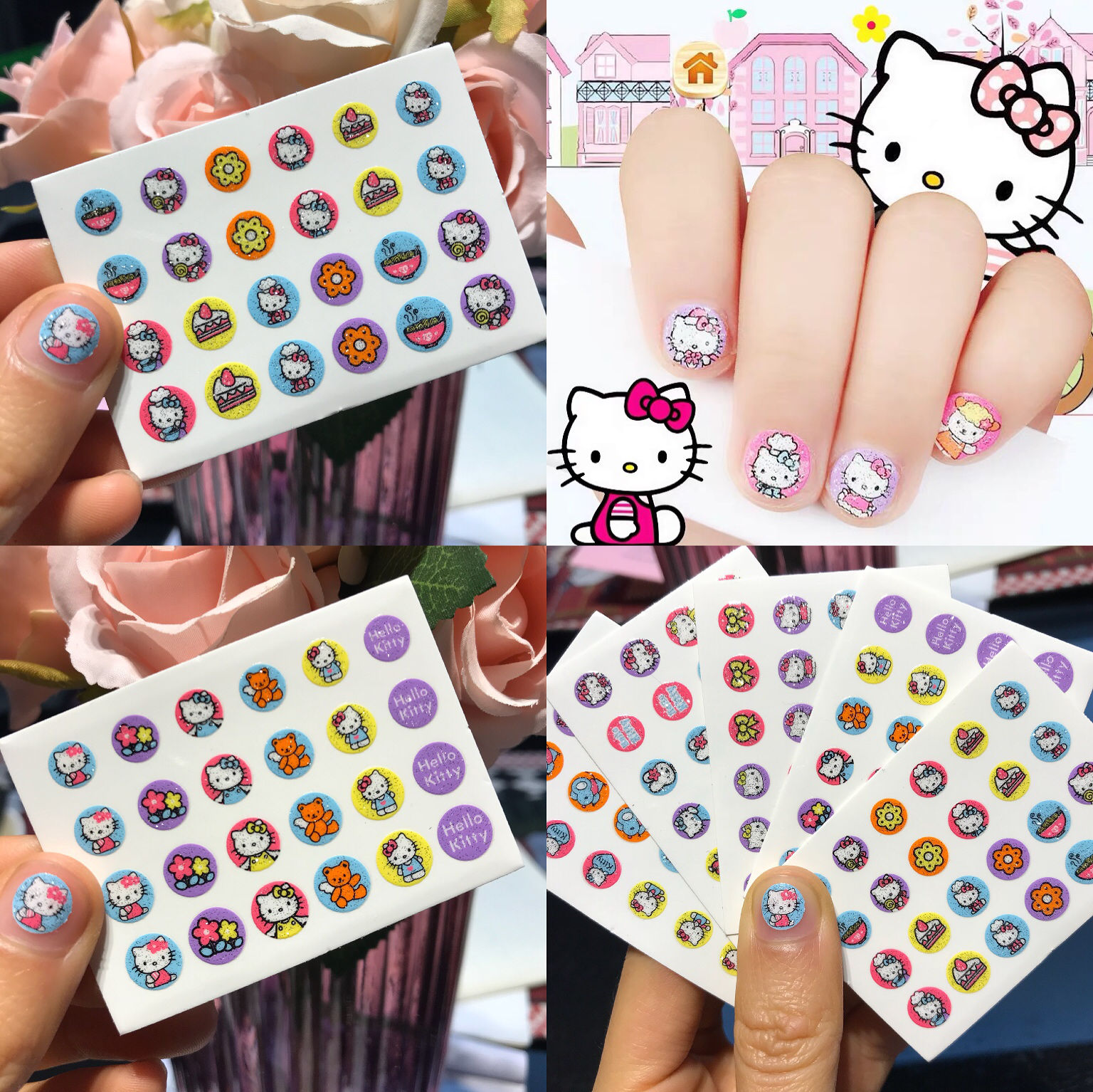 母节礼物3d指甲贴儿童小仙女指甲贴花防水美甲贴纸闪粉小动物5张