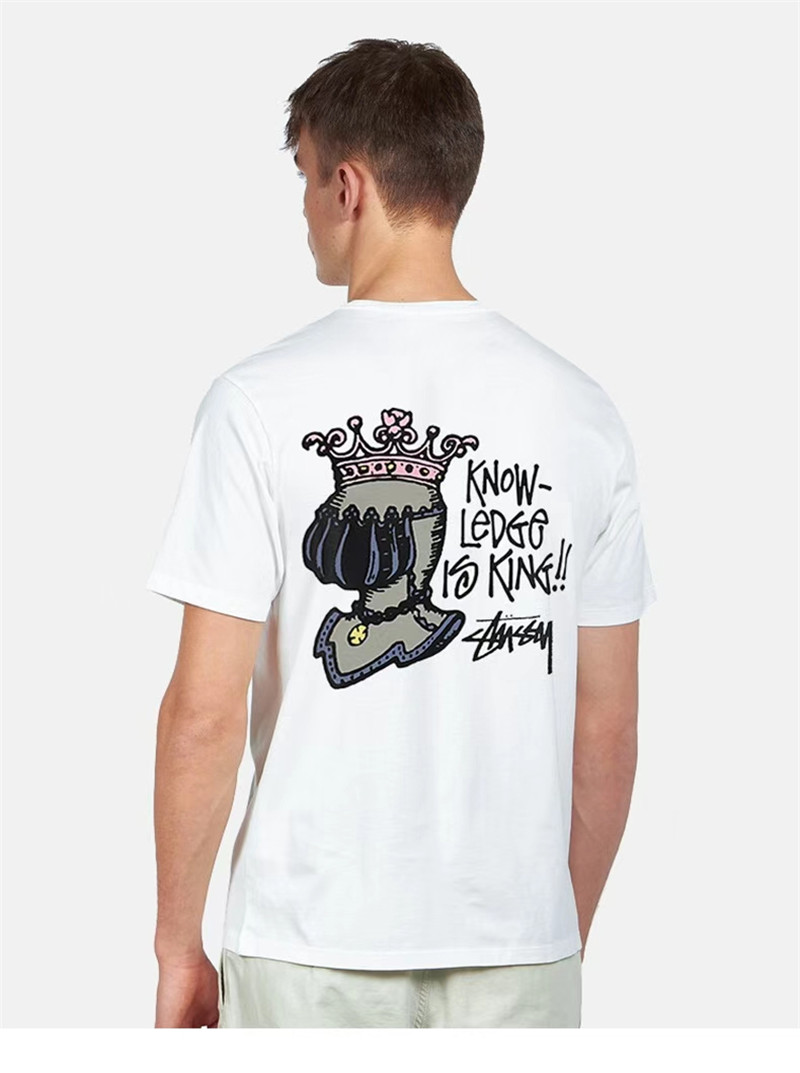 stussy斯图西2021夏季新品欧美女王皇冠短袖t恤男女圆领半袖情侣 黑色