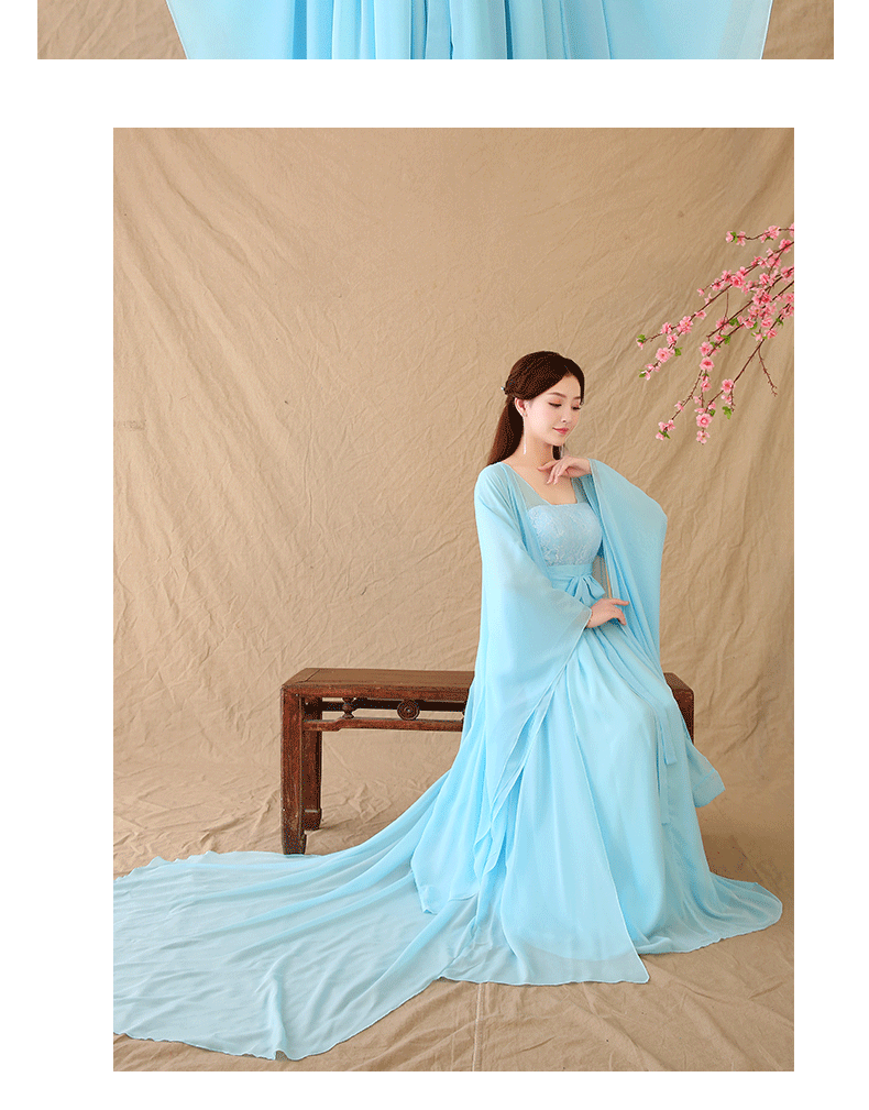 学生日常汉服雪纺大摆裙古装古典水袖性感飘逸仙女写真舞蹈表演出服装