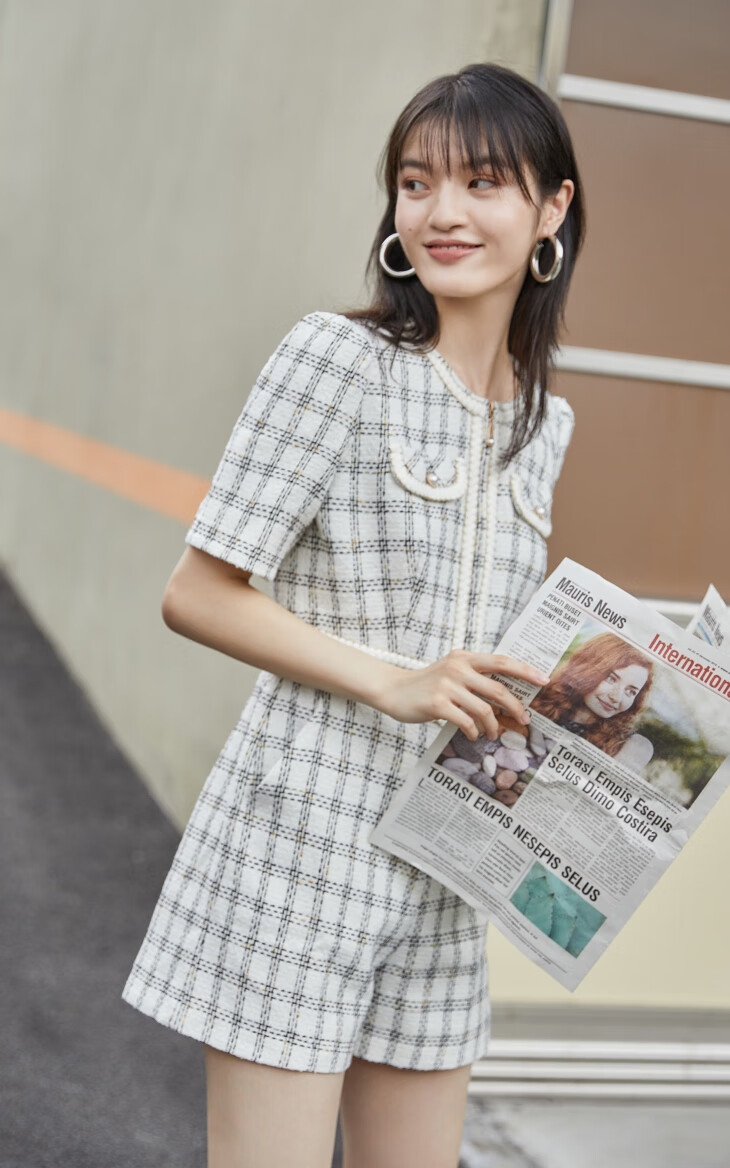 女装 打底裤 only only2020秋季新款小香风气质装饰口袋短款连体裤女