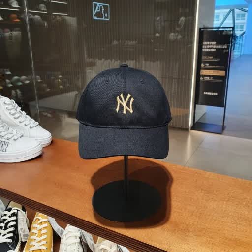 韩国mlb棒球帽小标男女可调节鸭舌帽子ny洋基队la弯檐帽 酒红小标p