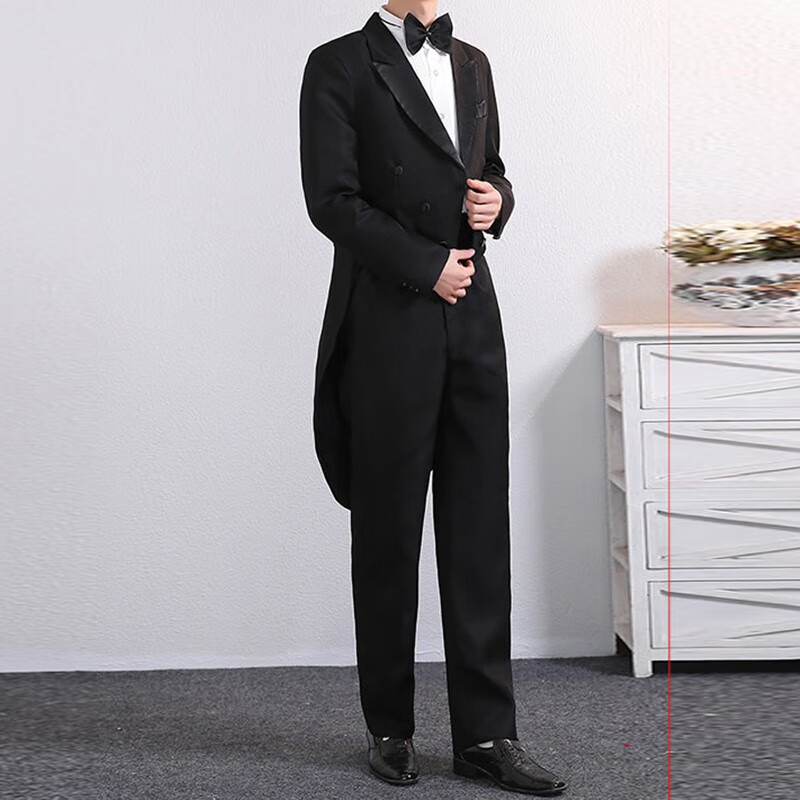 男士燕尾服新款舞台主持合唱指挥服男修身礼服魔术西服西装男套装