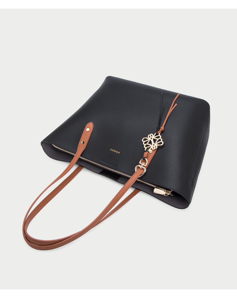 红谷hongu手提包女2021新品休闲大容量托特包气质单肩包牛皮包包米白