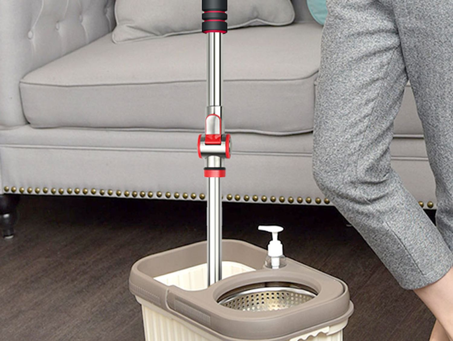 旋转拖把杆单把卖单杆拖把头手压一体式好神拖通用替换配件墩布杆