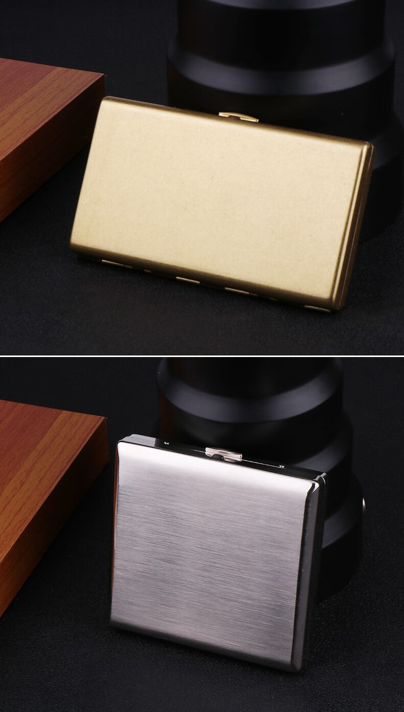 zp纯铜20支装金属烟盒户外便携式烟夹粗细20支整包装烟的盒子黄铜防潮