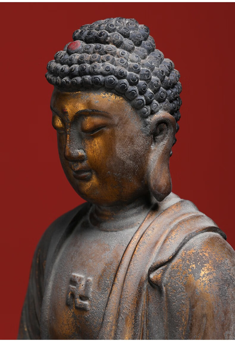 梵粟香樟木雕释迦牟尼佛像如来佛祖阿弥陀佛摆件家居供奉实木雕刻工艺