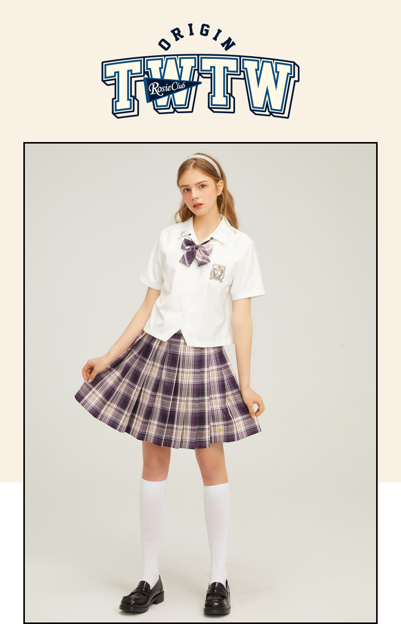 teenieweenie小熊jk短袖衬衫白衬衣女学院风短款上衣ttya216304n象牙