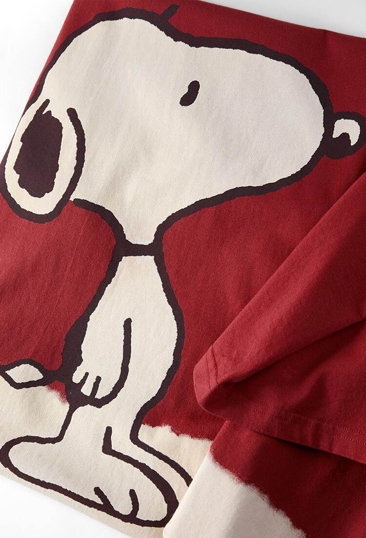 【史努比联名】乐町休闲大图印花t恤2021春季新款短袖t恤女宽松 大