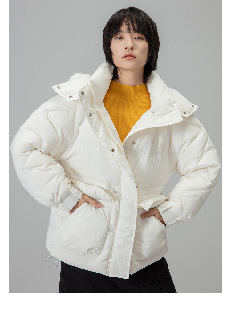 播2020冬季新款立领带帽抽绳大口袋羽绒服女ddn4rd409 y30柠檬黄 s