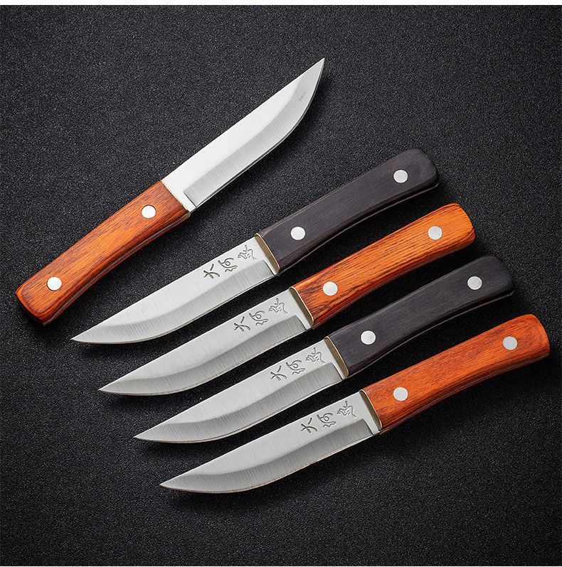 切肉刀家用水果刀便携户外刀具 1把【大河家红柄手把刀】 刀套【图片