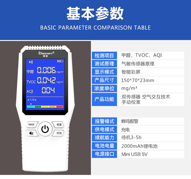 鼎盟甲醛检测仪家用高精度新房自测甲醛纸空气质量剂盒 图片 价格